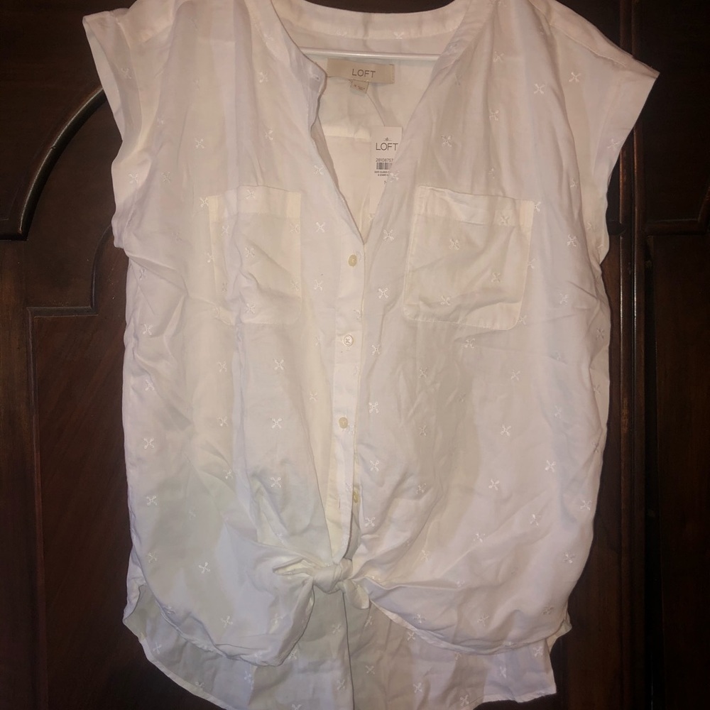 White front-tie top